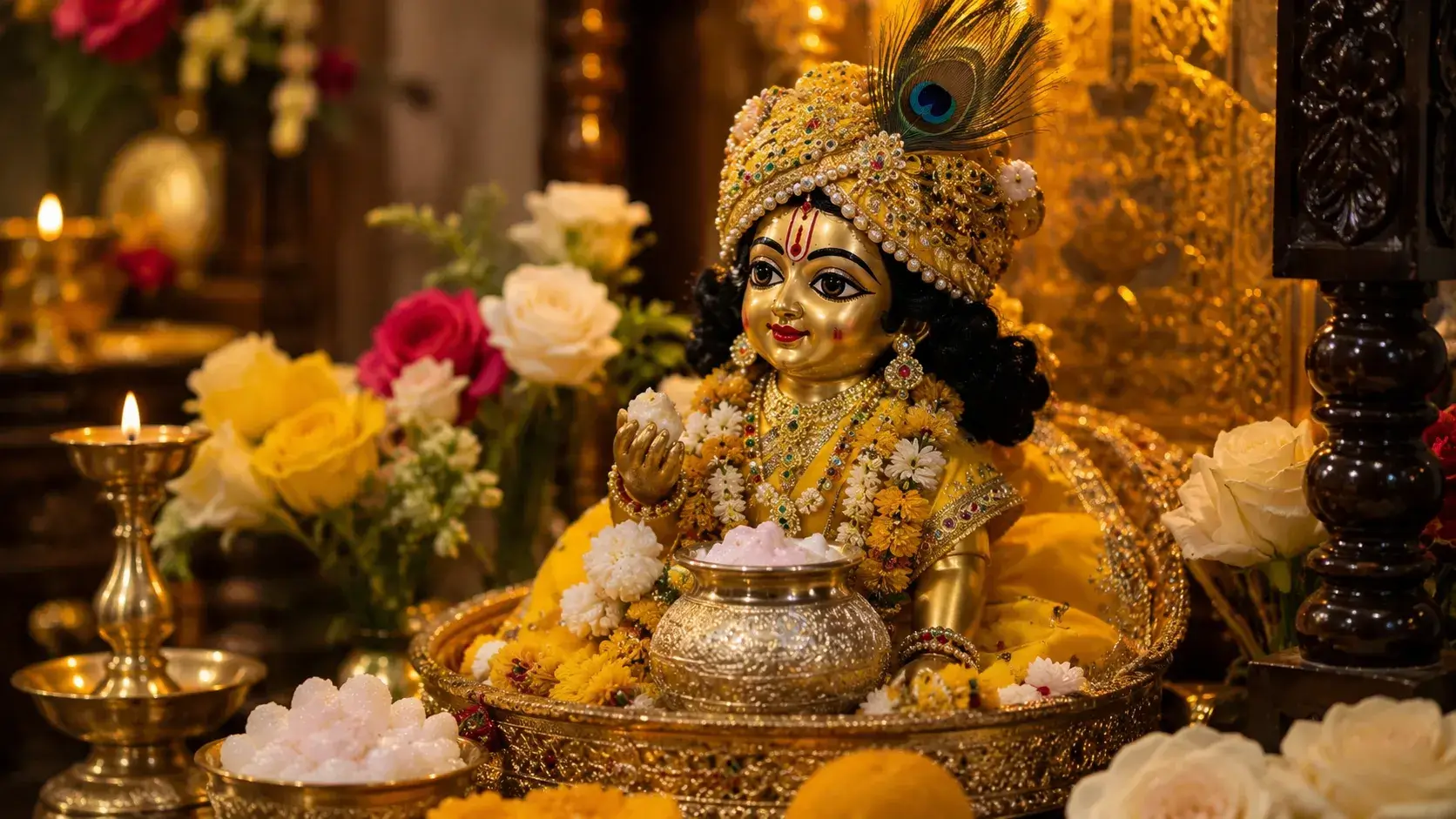 Beautiful Laddu Gopal idol decorated for Janmashtami